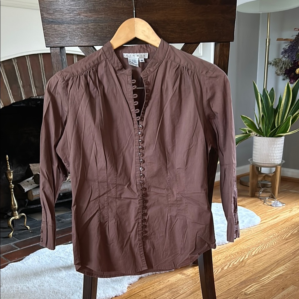 Brown Button-Up Blouse